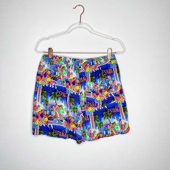 ASOS Mens Shorts ESPANA Tropical Pattern Elastic - Picture 3 of 6